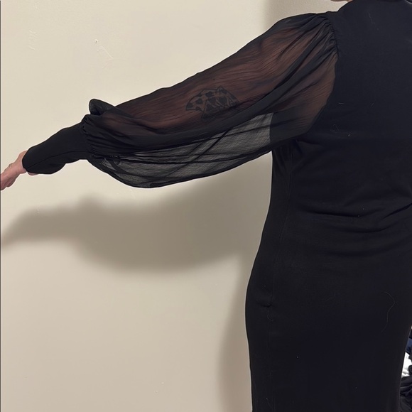 Calvin Klein Black Dress with Sheer Sleeves - Picture 4 of 6